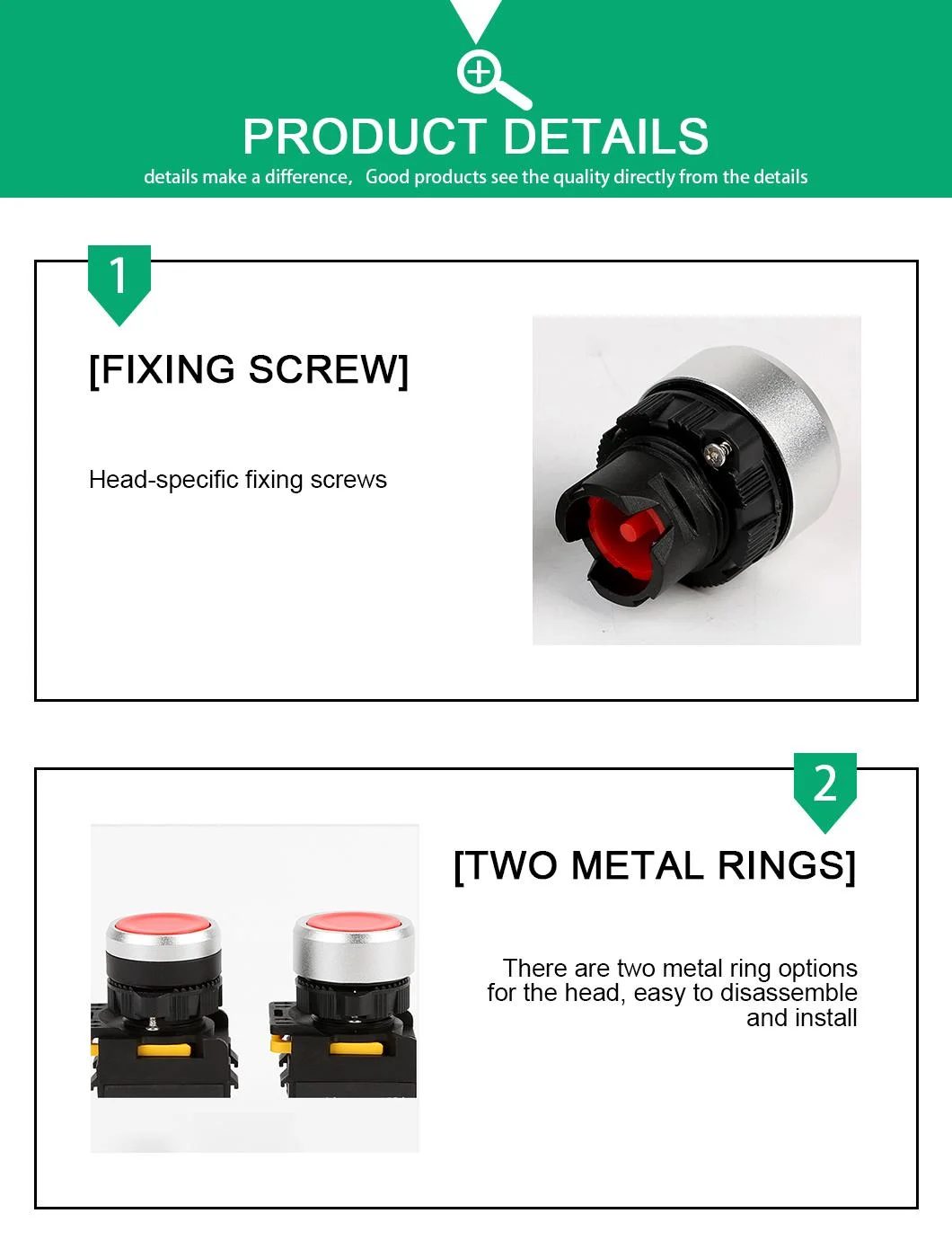 La165-B8-11cxs Three Position 1no1nc Latching Self Lock Big Plastic Push Button Switch