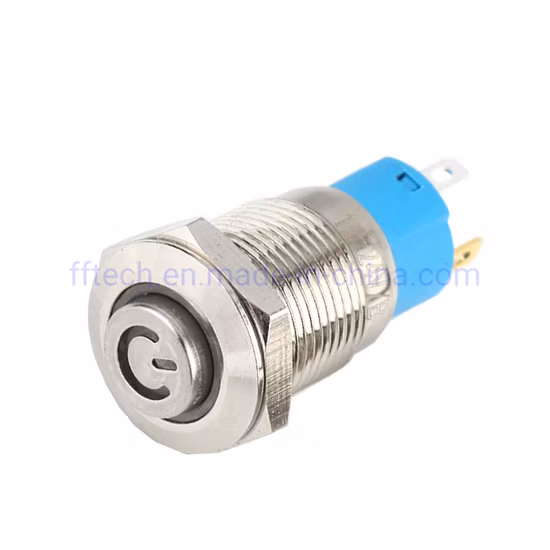 Terminal de soldadura de 16mm de alta calidad, bloqueo automático momentáneo, botón alto, interruptor de botón de Metal SUS con luz LED de logotipo de alimentación