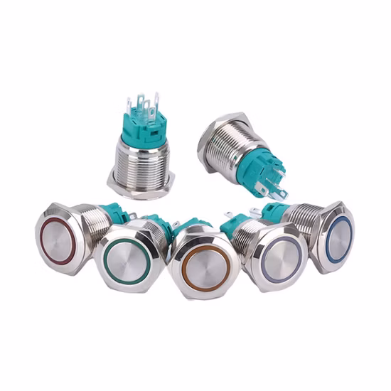 8mm 10mm 12mm 16mm 19mm 22mm 30mm 40mm Impermeable IP67 12V LED Iluminado Metal momentáneo encendido apagado Acero inoxidable Interruptor de botón Fabricante