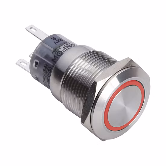 Interruptor de botón pulsador de acero inoxidable Spdt iluminado de 19 mm Onpow (serie LAS1-AGQ) (UL, CE, CCC, RoHS, REECH)