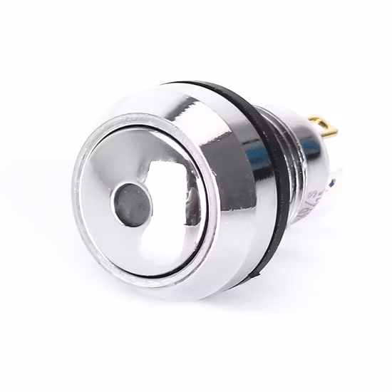 Nueva serie Cabeza abovedada de plástico Botón pulsador de 12 mm Tipo de bloqueo automático Interruptor de botón pulsador iluminado DOT de 5V