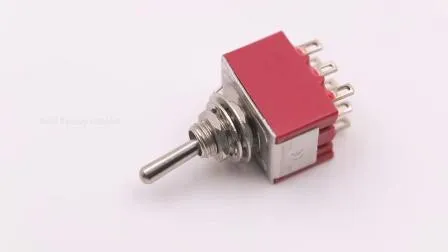 Mini interruptor de palanca Spdt rojo 6A con bloqueo